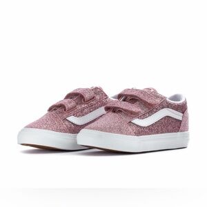 Vans Old School V-Toddler size 10 Glitter Pink Rose Gold EUC